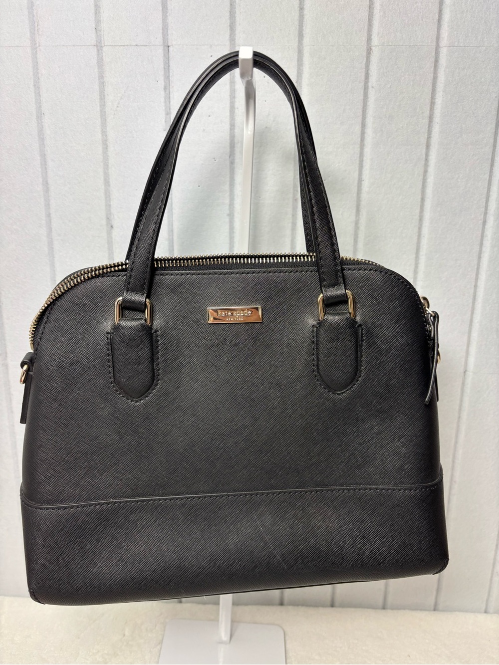 kate spade Cow Leathet Black Dome Classic Satchel /Crossbody with gold hardware